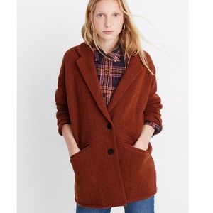 Madewell Textured Blazer Sweater Jacket, Small, Orange